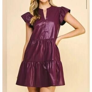 Pinch Deep Wine Faux Leather Dress NWT size medium